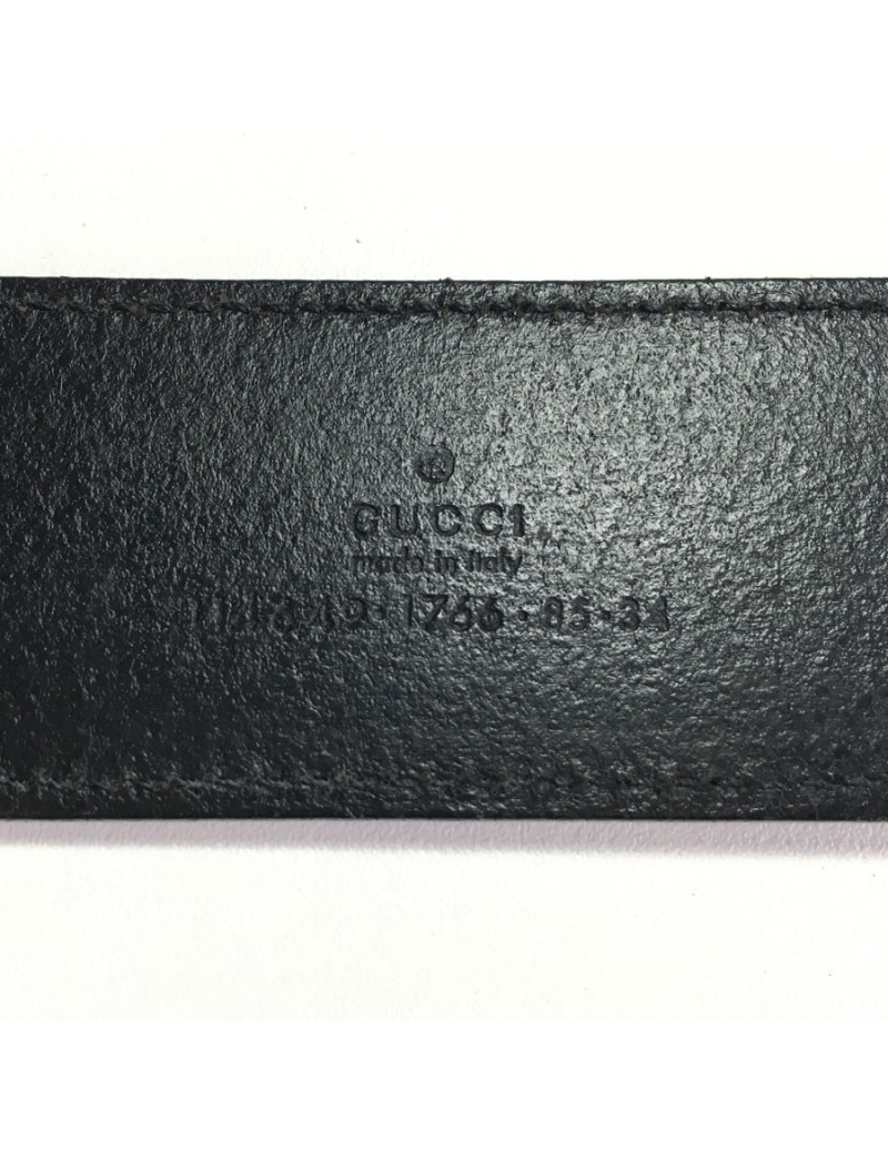 Ceinture GUCCI en cuir noir et boucle dorée 