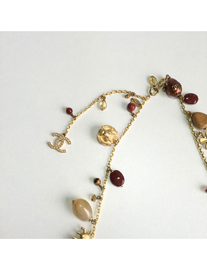 CHANEL couture chain necklace in gilded metal with charms 