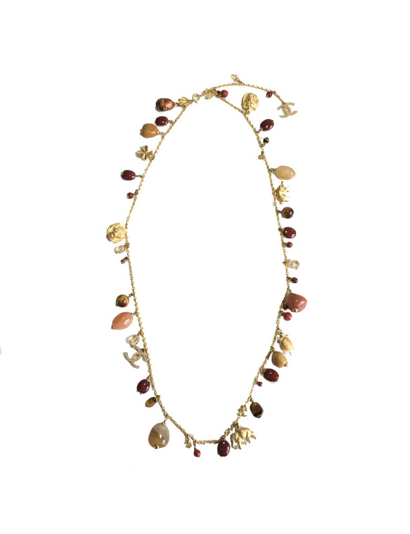 CHANEL couture chain necklace in gilded metal with charms 