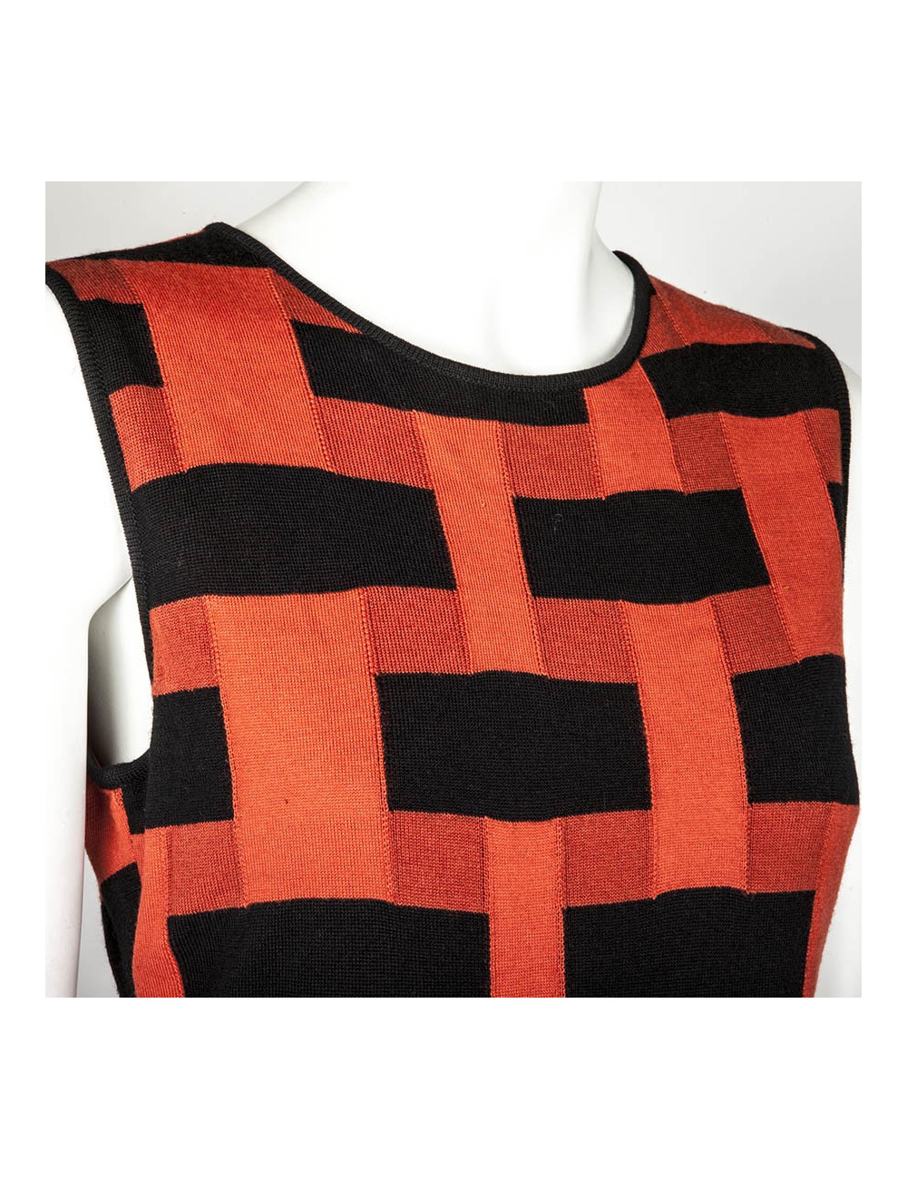 Robe pull GIAMBATTISTA VALLI en laine ocre et noire T38 FR