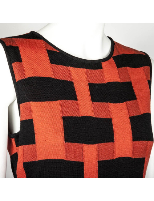 Robe pull GIAMBATTISTA VALLI en laine ocre et noire T38 FR