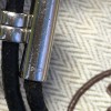 Dizzy HERMES leather black and silver ring link bracelet