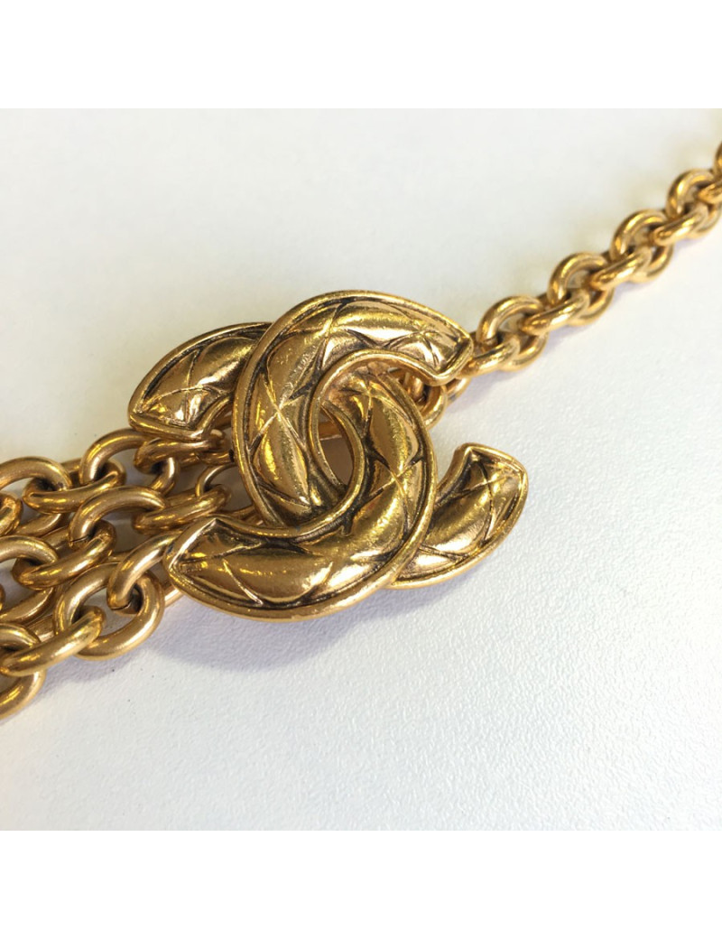 Belt CHANEL Vintage CC and chain gold metal