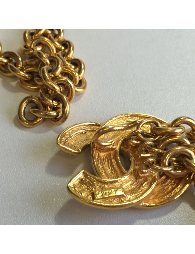 Belt CHANEL Vintage CC and chain gold metal