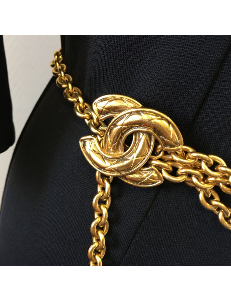 Belt CHANEL Vintage CC and chain gold metal