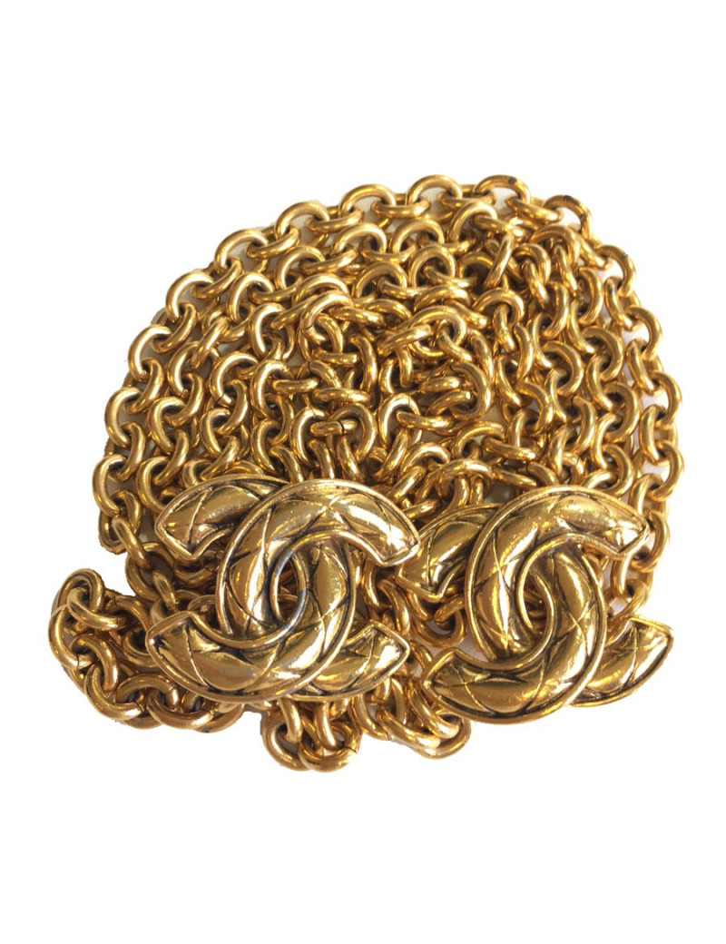 Belt CHANEL Vintage CC and chain gold metal