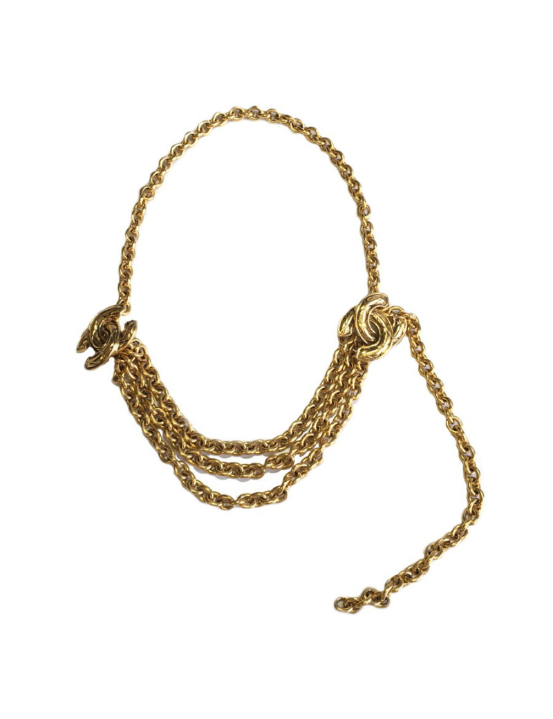 Belt CHANEL Vintage CC and chain gold metal