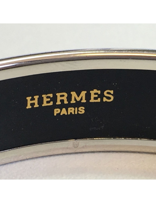 Bracelet HERMES médium "Calèche" en émail Aigue-Marine 