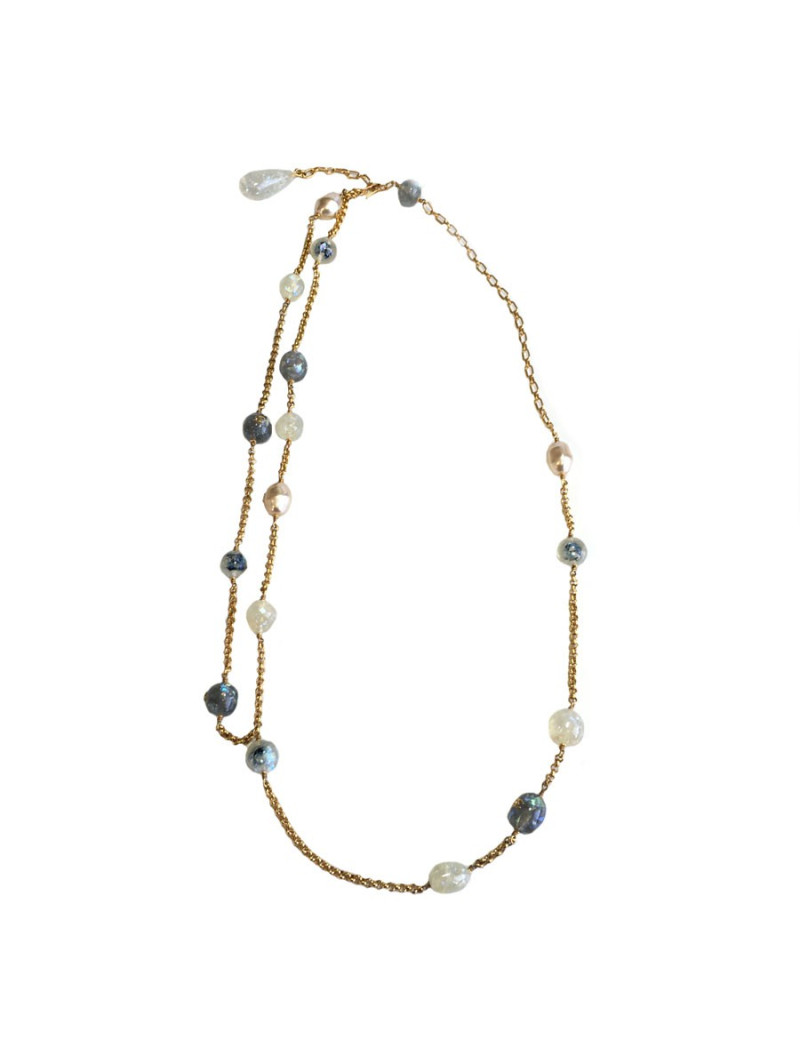 Ceinture sautoir CHANEL perles bleues