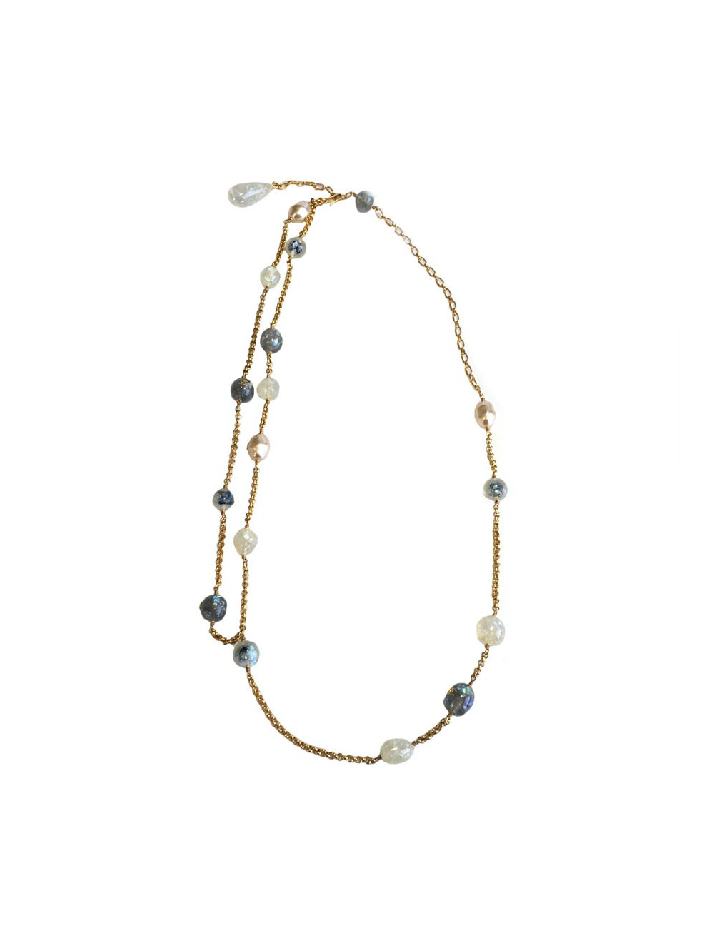 Ceinture sautoir CHANEL perles bleues et perles nacrées