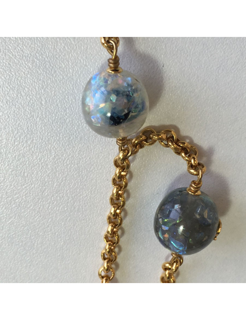 Belt necklace CHANEL blue beads and Pearly beads