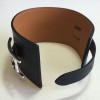 HERMES leather jewel calf black chamonix and brass bracelet