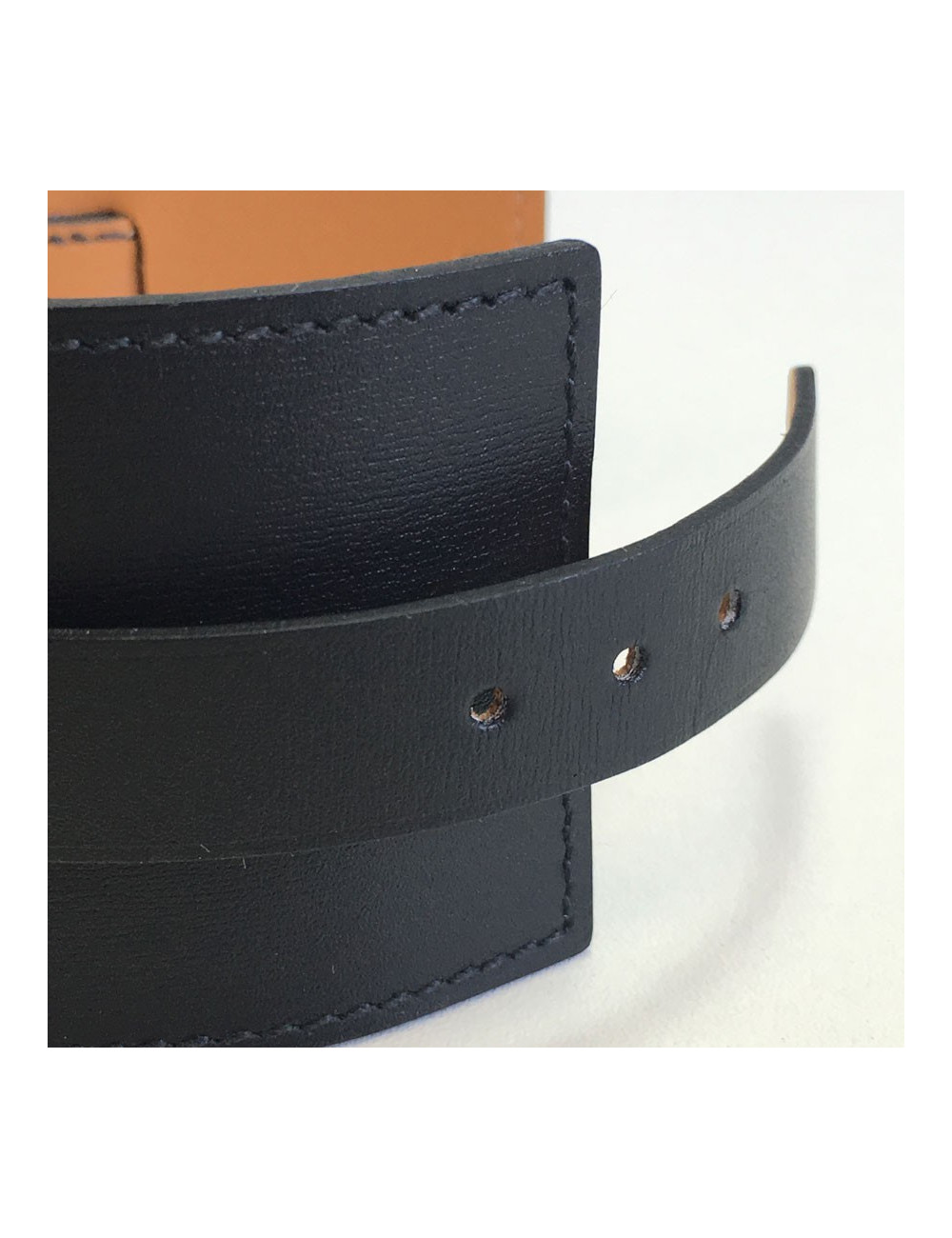 HERMES leather jewel calf black chamonix and brass bracelet