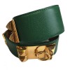 Belt HERMES Medor T70 leather green lawn courchevel Golden jewelry