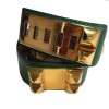 Belt HERMES Medor T70 leather green lawn courchevel Golden jewelry