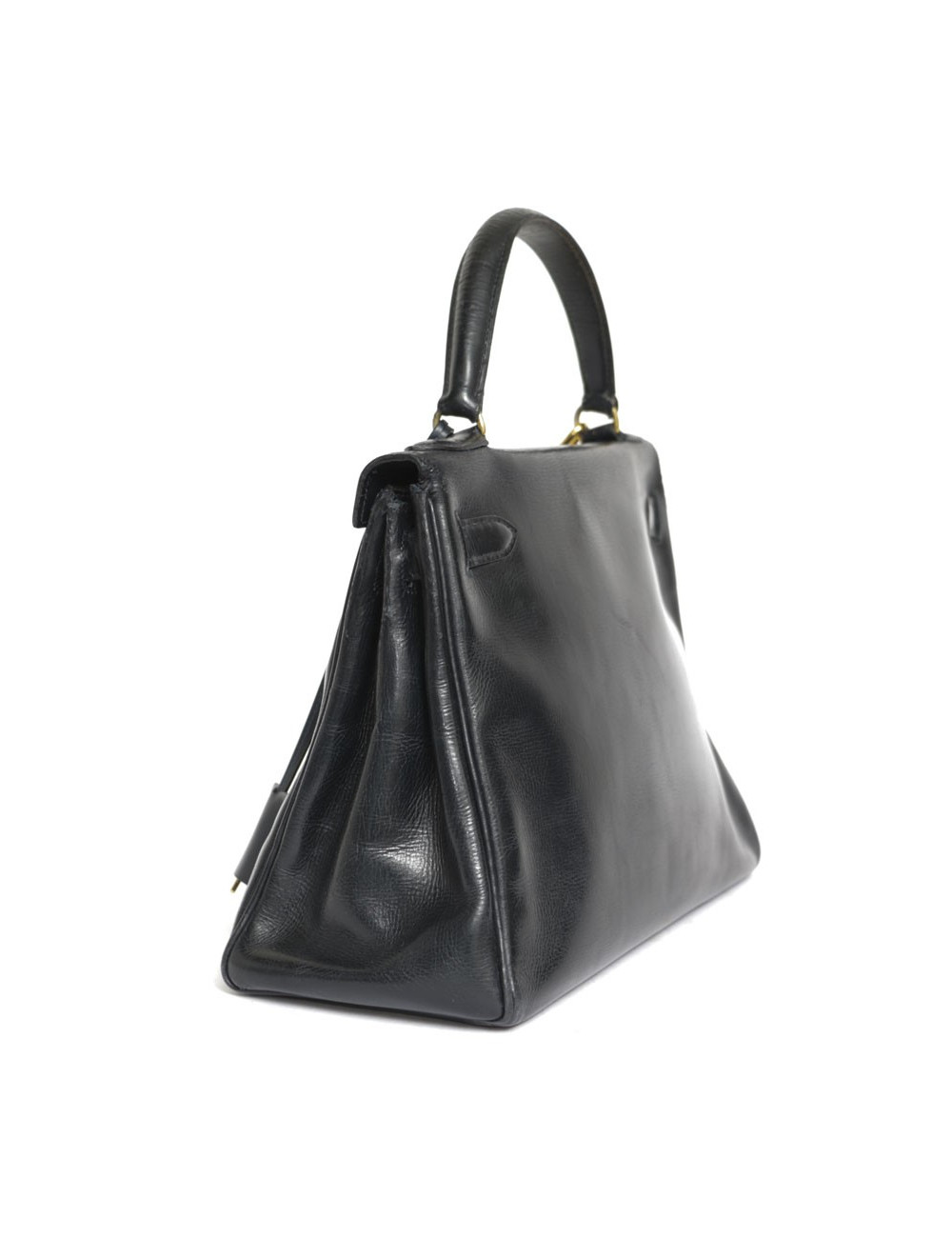 Sac Kelly 28 HERMES en cuir box bleu