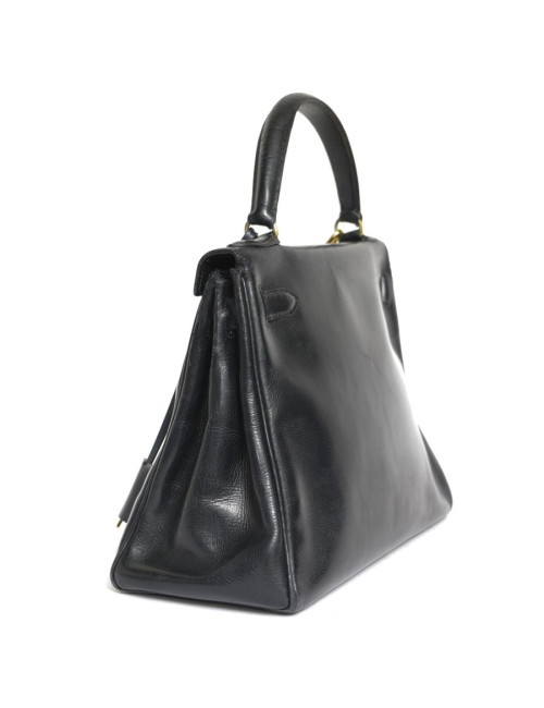 Sac Kelly 28 HERMES en cuir box bleu