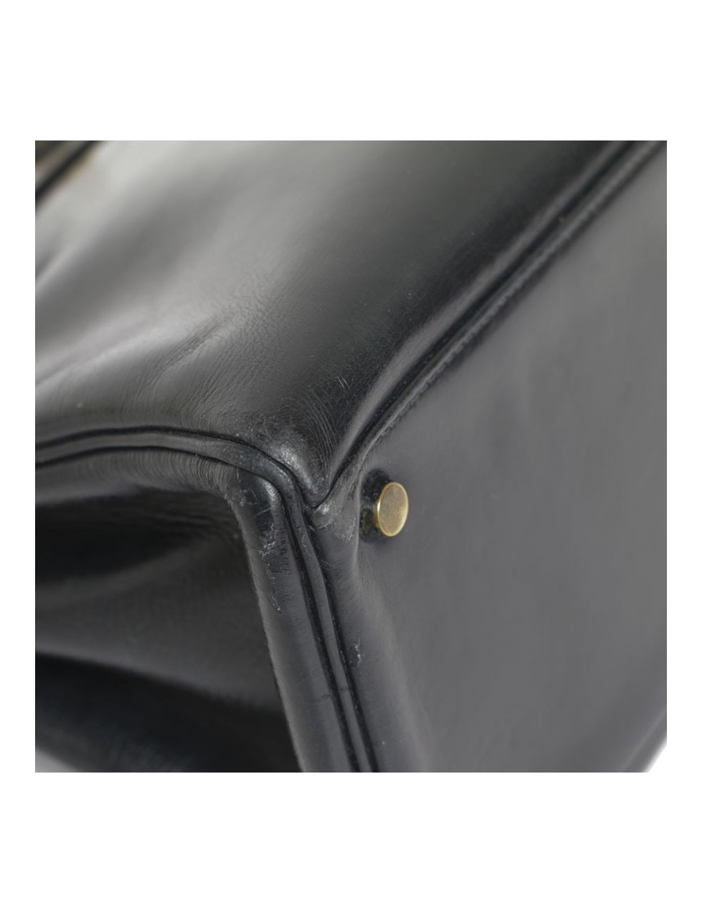 Sac Kelly 28 HERMES en cuir box bleu