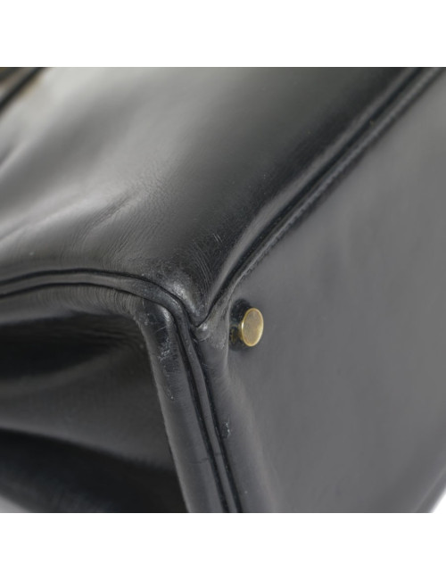 Sac Kelly 28 HERMES en cuir box bleu