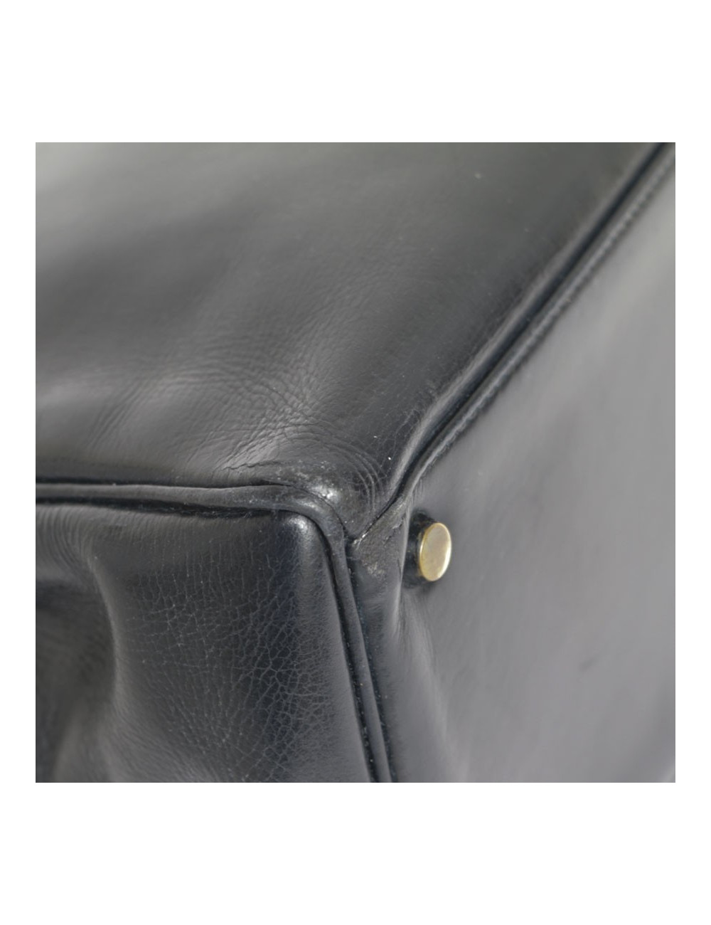 Sac Kelly 28 HERMES en cuir box bleu