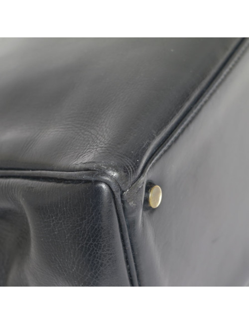 Sac Kelly 28 HERMES en cuir box bleu