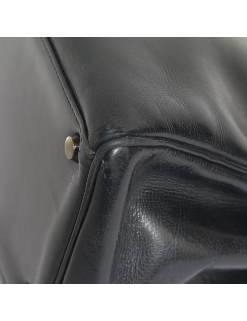 Sac Kelly 28 HERMES en cuir box bleu