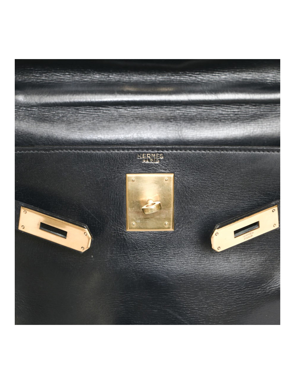 Sac Kelly 28 HERMES en cuir box bleu