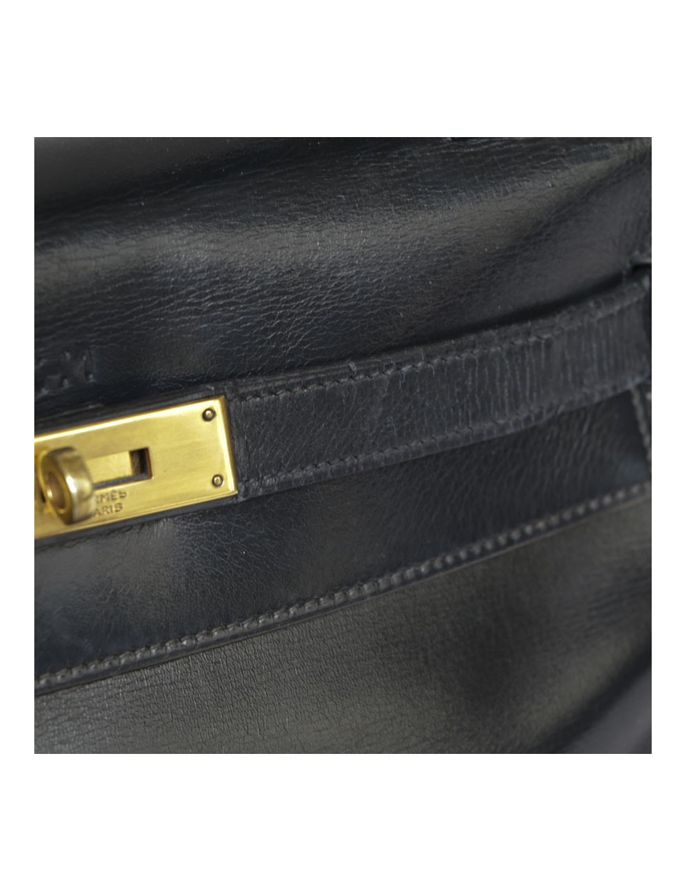 Sac Kelly 28 HERMES en cuir box bleu