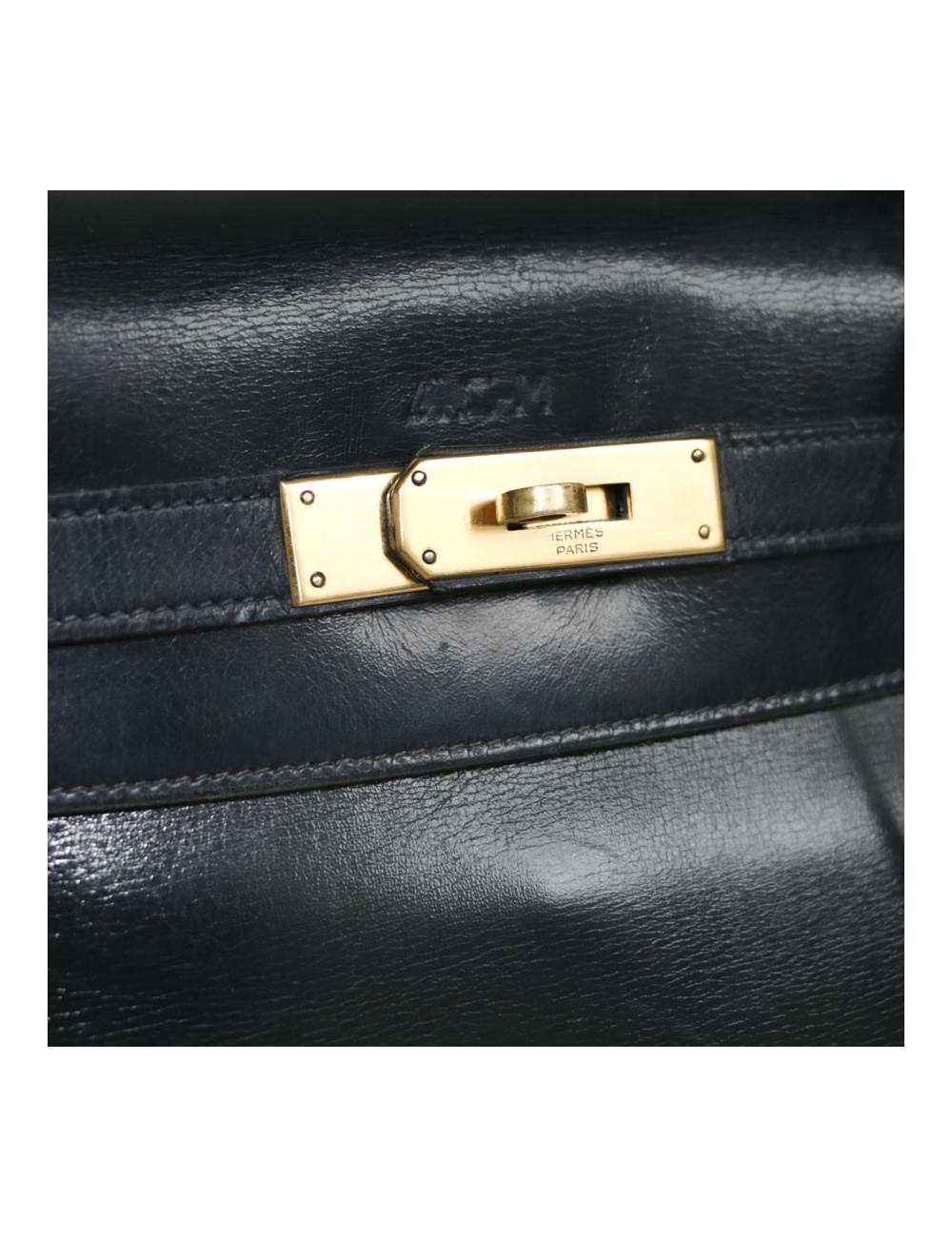 Sac Kelly 28 HERMES en cuir box bleu