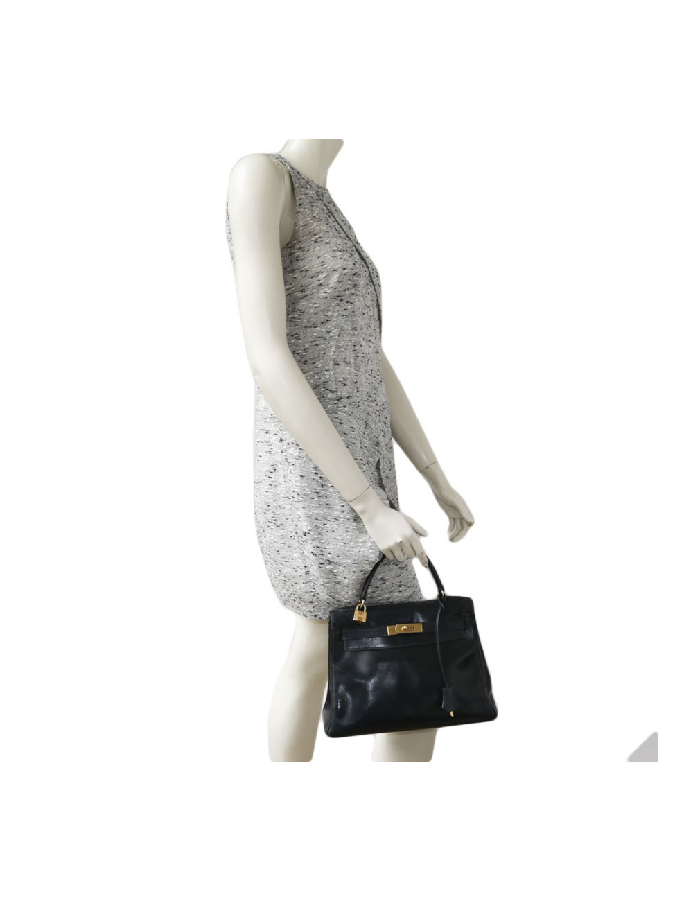 Sac Kelly 28 HERMES en cuir box bleu