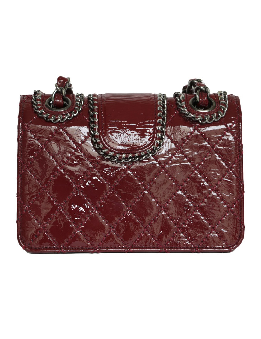 Mini CHANEL Flap bag in Burgundy Patent leather