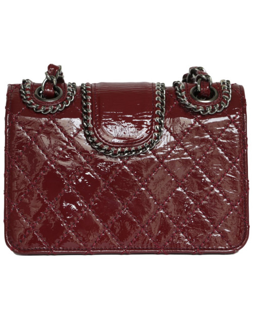 Mini sac CHANEL cuir verni bordeaux