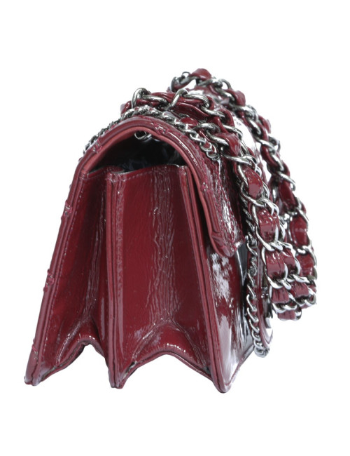 Mini sac CHANEL cuir verni bordeaux