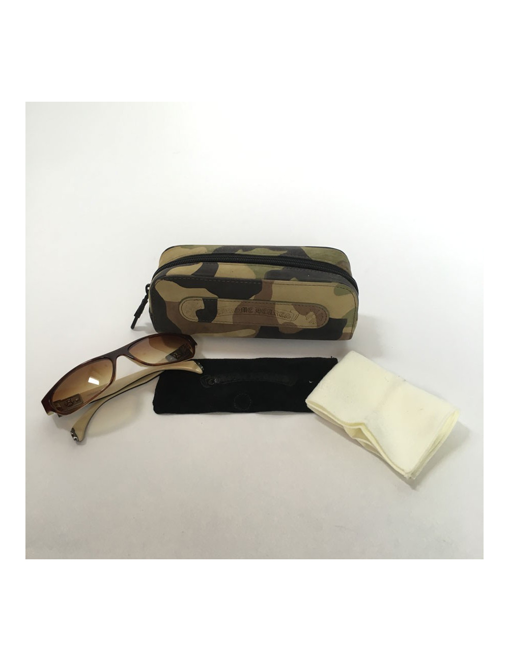 Lunettes de soleil CHROME HEARTS en plexi marron et beige