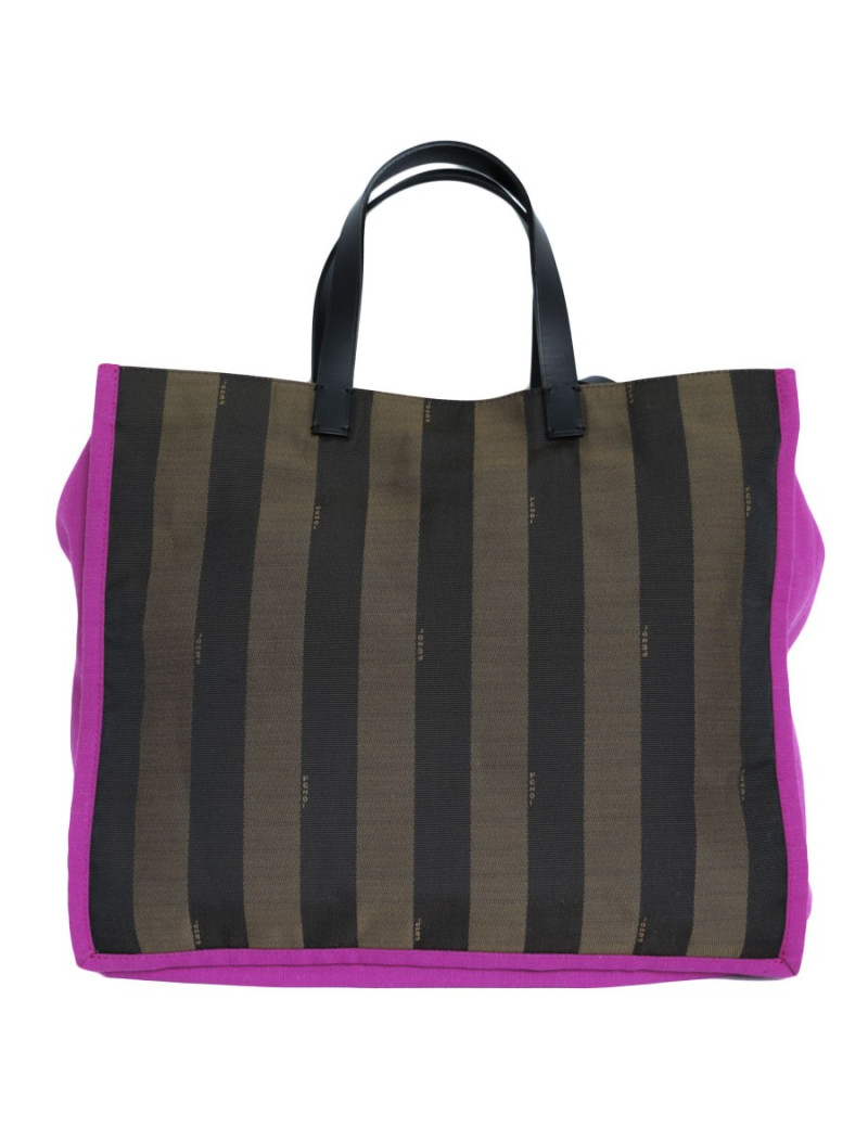 FENDI handbag in canvas with brown striped and its matching scarf
