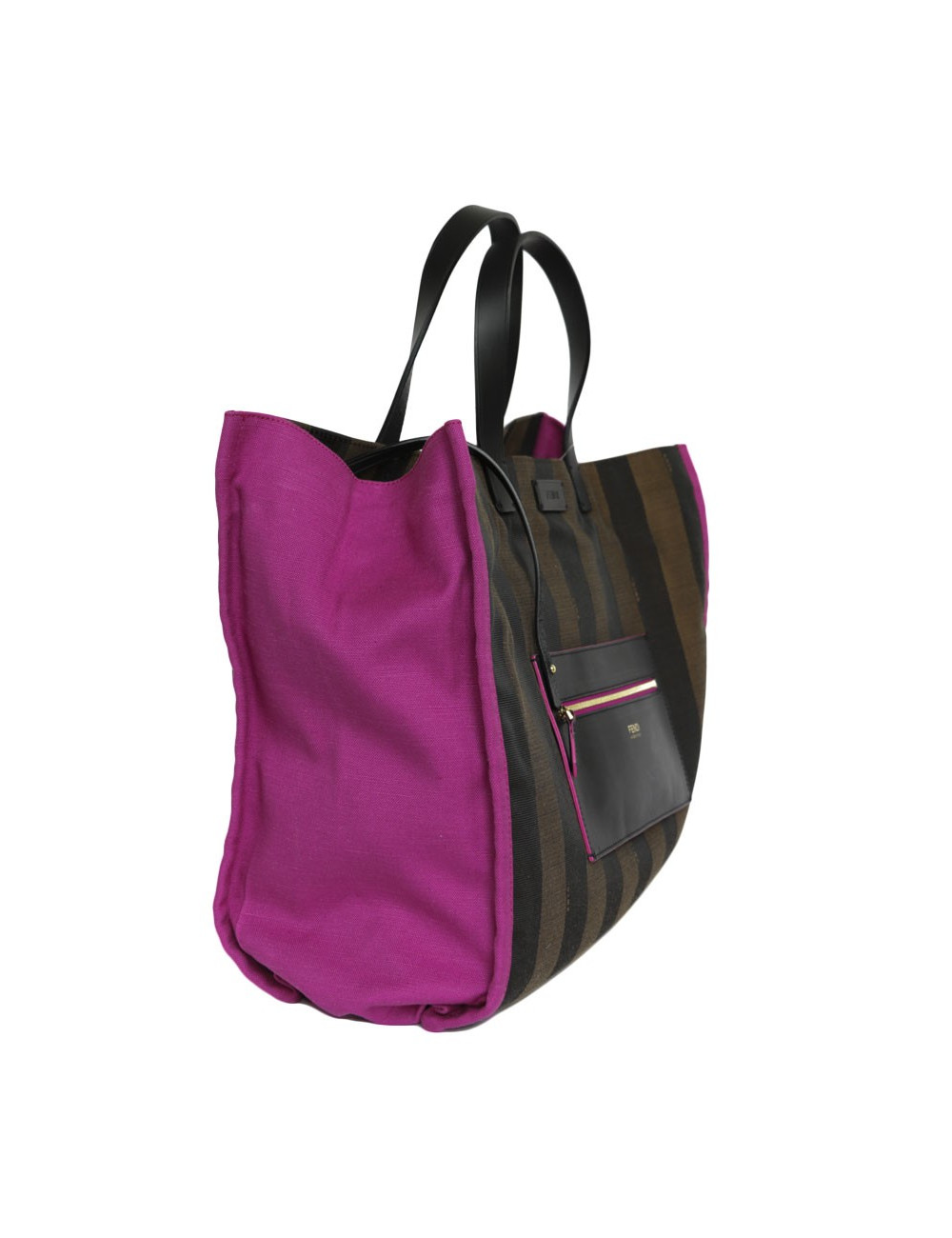 FENDI handbag in canvas with brown striped and its matching scarf