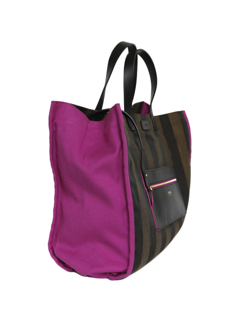 FENDI handbag in canvas with brown striped and its matching scarf