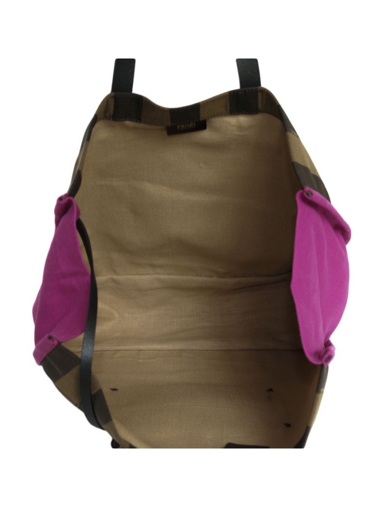 FENDI handbag in canvas with brown striped and its matching scarf