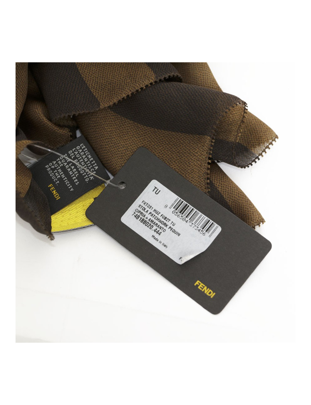 FENDI handbag in canvas with brown striped and its matching scarf