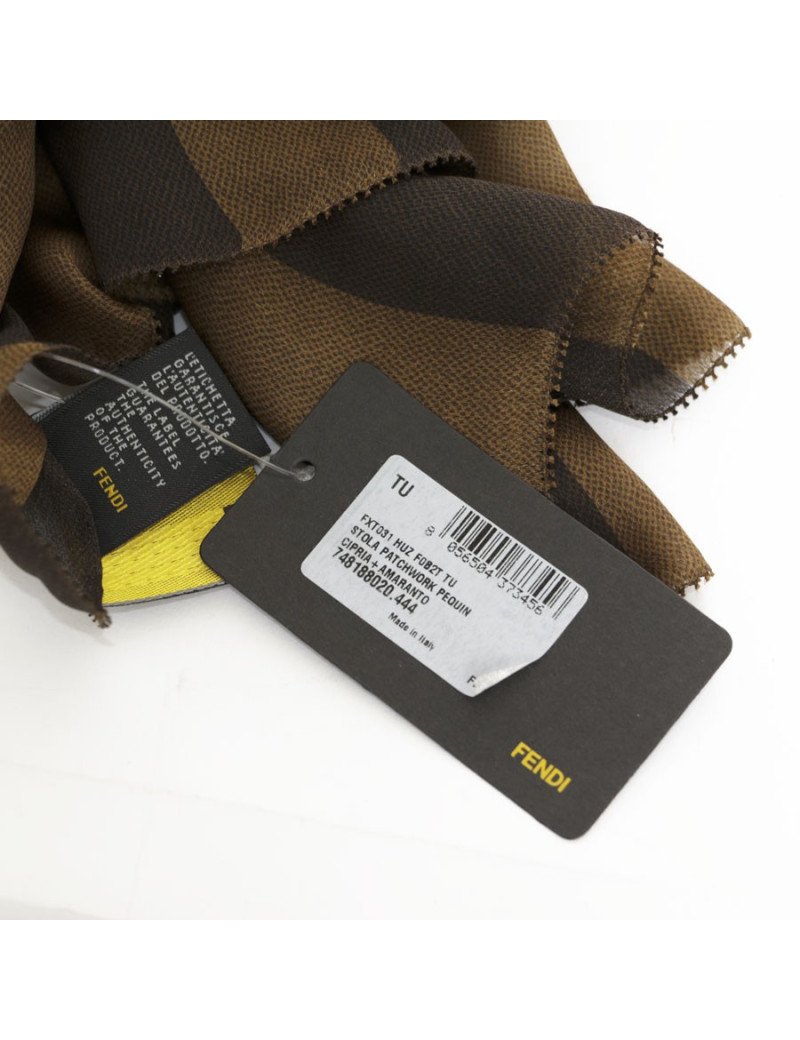FENDI handbag in canvas with brown striped and its matching scarf