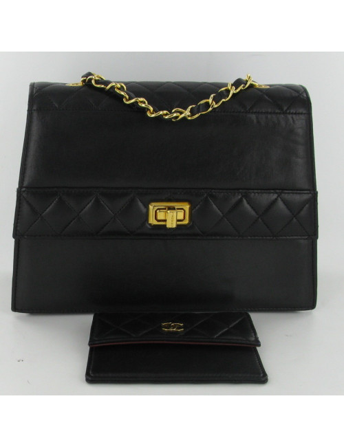 Sac vintage en cuir noir CHANEL