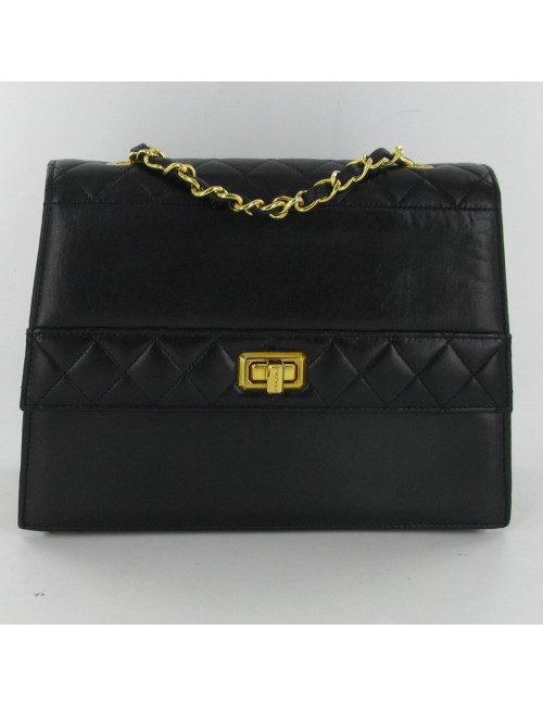 Sac vintage en cuir noir CHANEL
