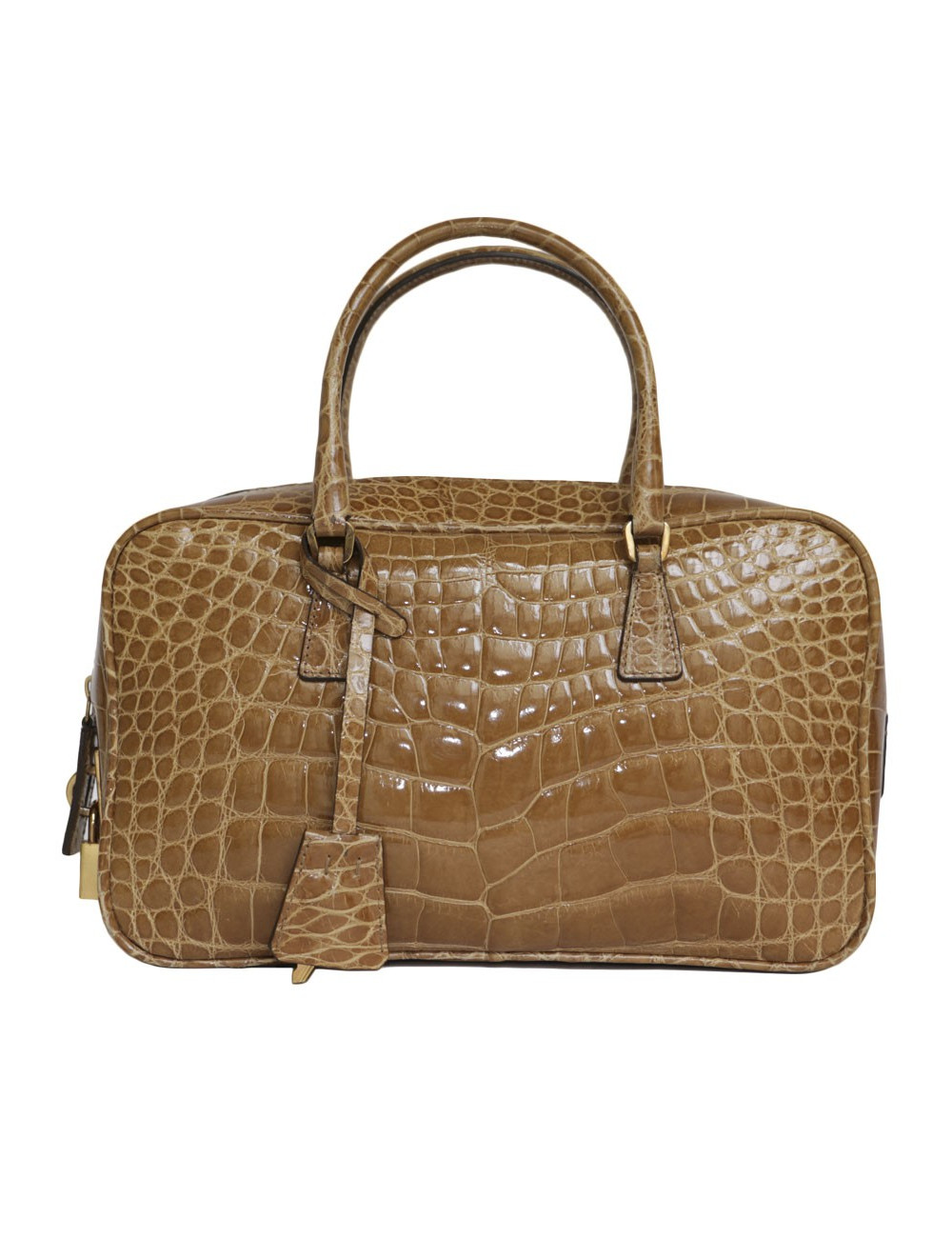 PRADA blond alligator mini plume handbag