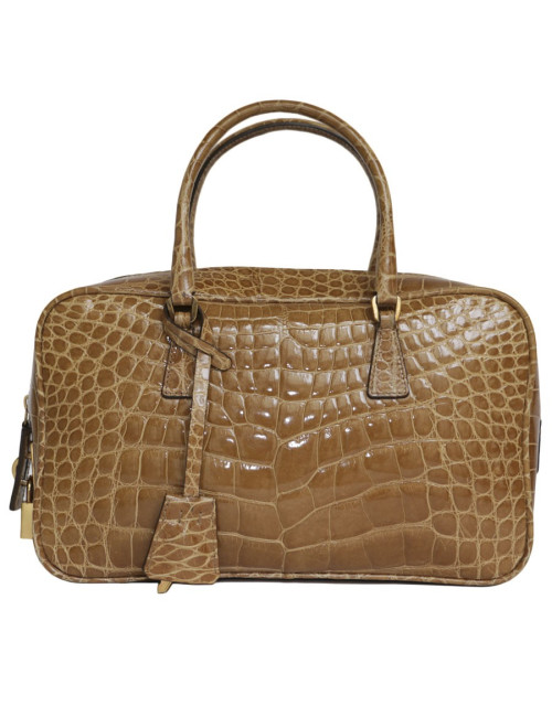 PRADA blond alligator mini plume handbag