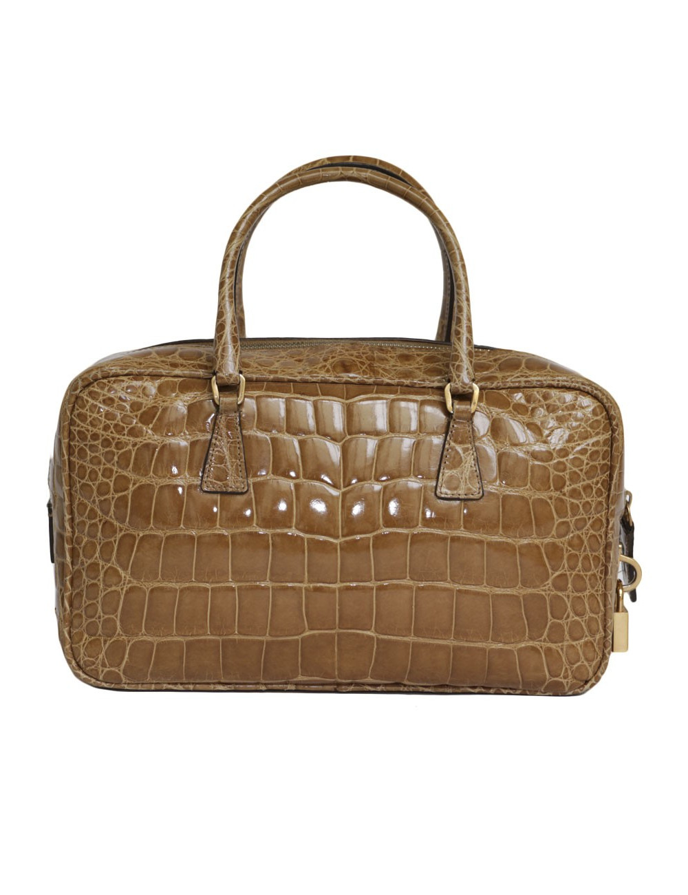 PRADA blond alligator mini plume handbag