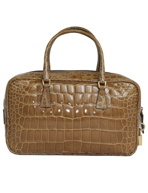 PRADA blond alligator mini plume handbag