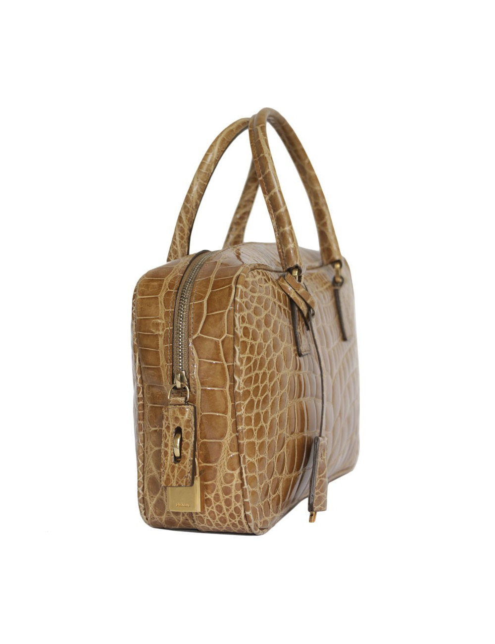 PRADA blond alligator mini plume handbag