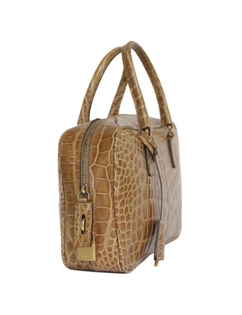 PRADA blond alligator mini plume handbag