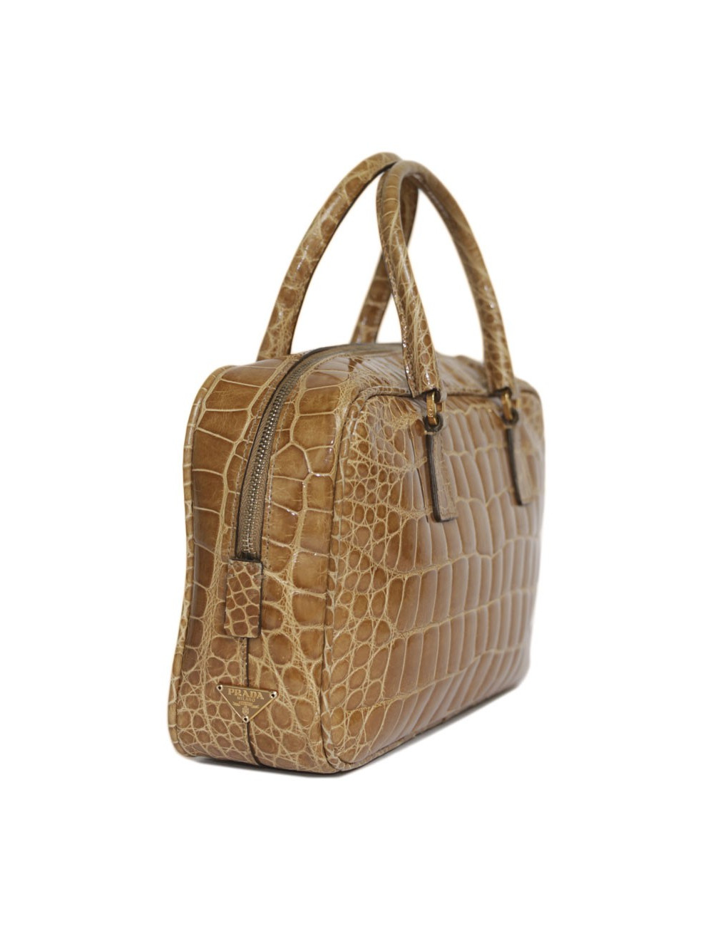 PRADA blond alligator mini plume handbag