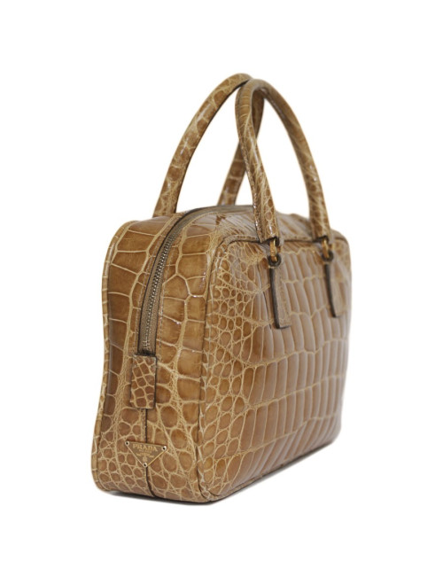 Mini sac plume PRADA en croco blond